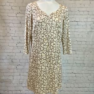 Pure Collection dress cream & tan abstract print, 3/4 sleeve sleeve size 16 NWT